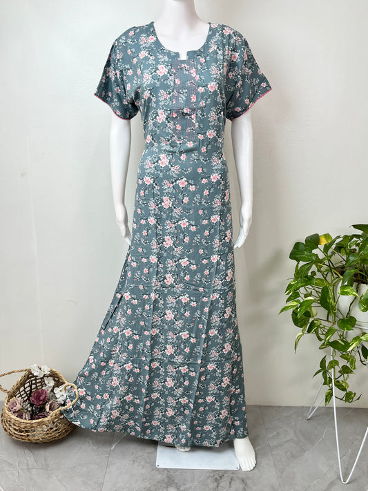 Gray Umbrella Style Rayon Fabric Nightgown