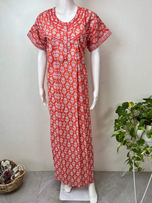 Orange Pure Cotton Women’s Nightgown