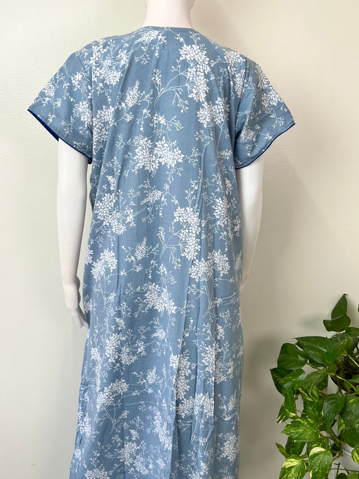 Sky Blue Elegant Embroidered Bizzylizzy Crush Fabric Nighty