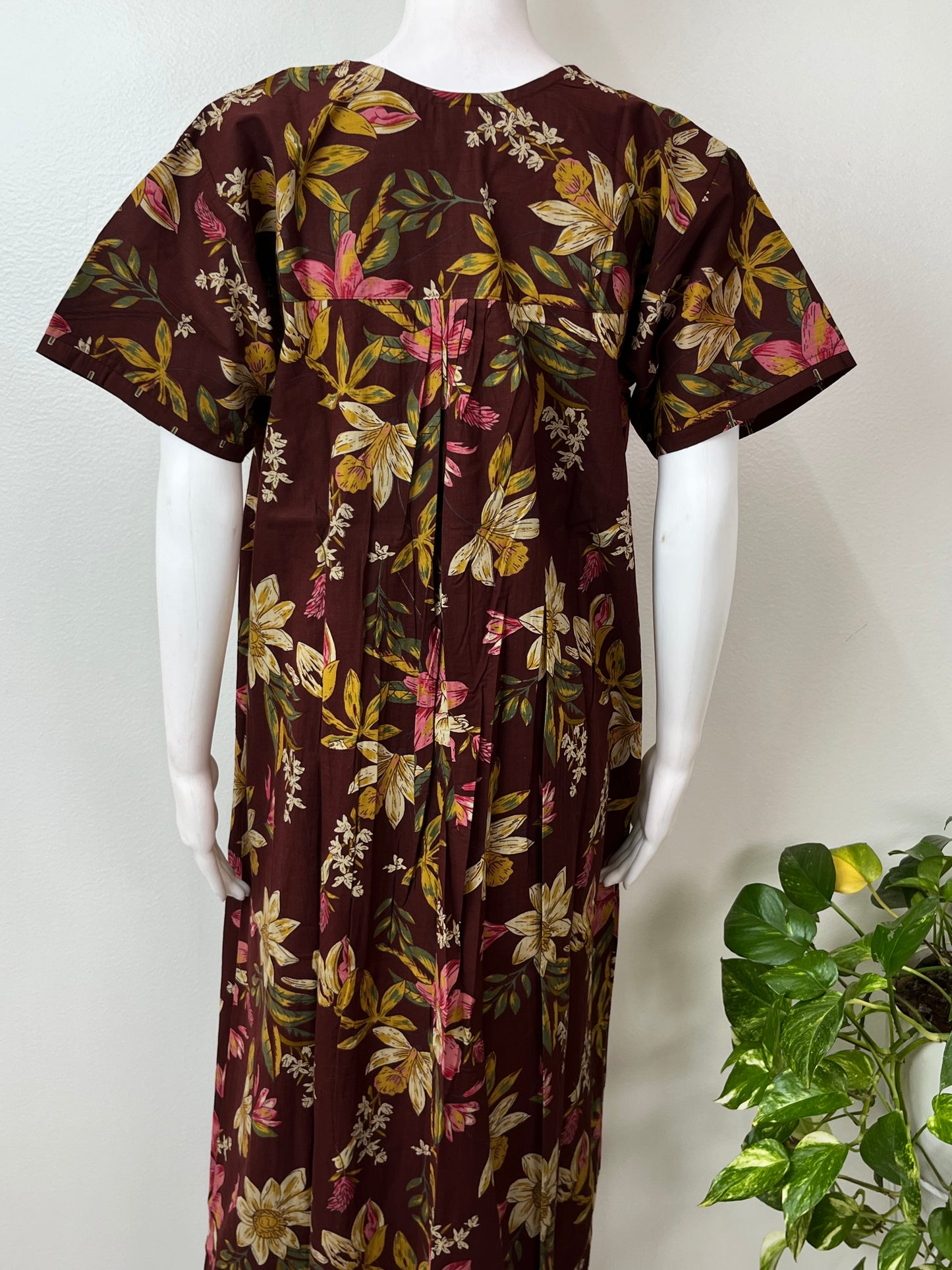 Brown Pure Cotton Nightgown Soft & Comfortable