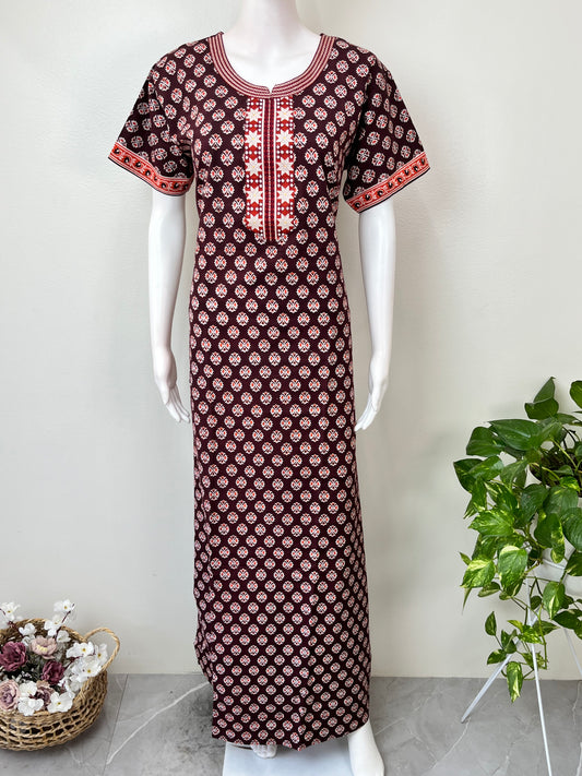 Wine Pure Cotton Nighty Soft & Comfortable