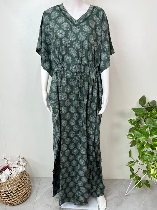 Green Rayon Fabric Kaftan Elegant & Classy