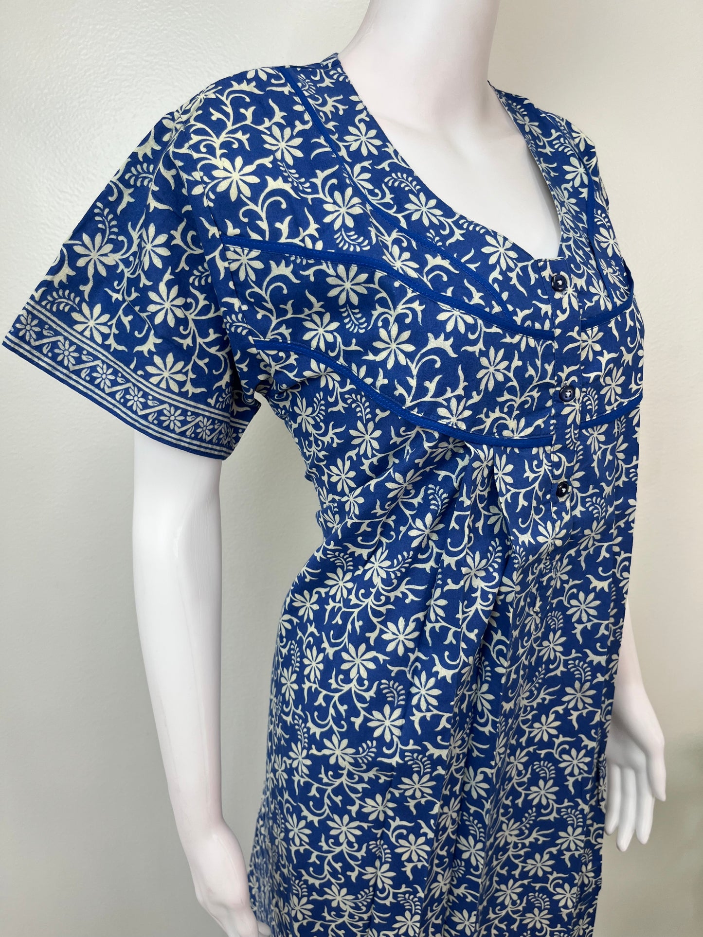 Royal Blue Pure Cotton Women's Nighty
