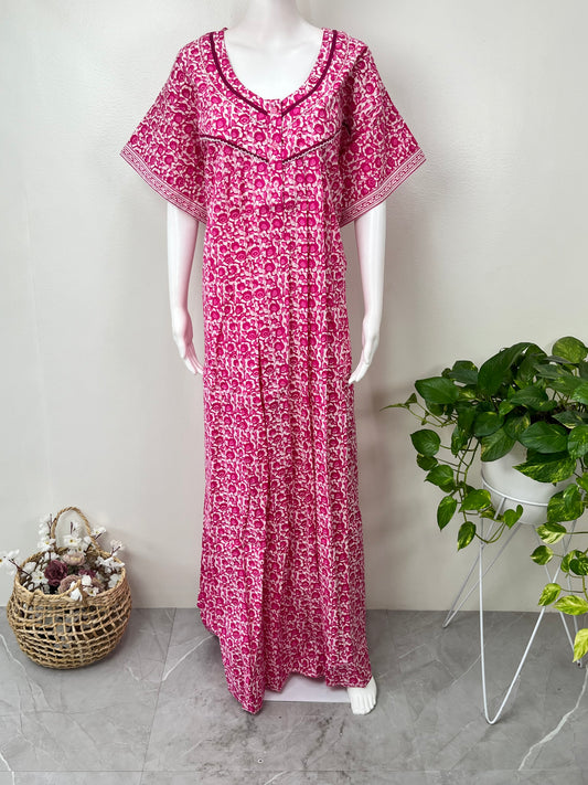 Pink Pure Cotton Nighty Comfortable & Elegant