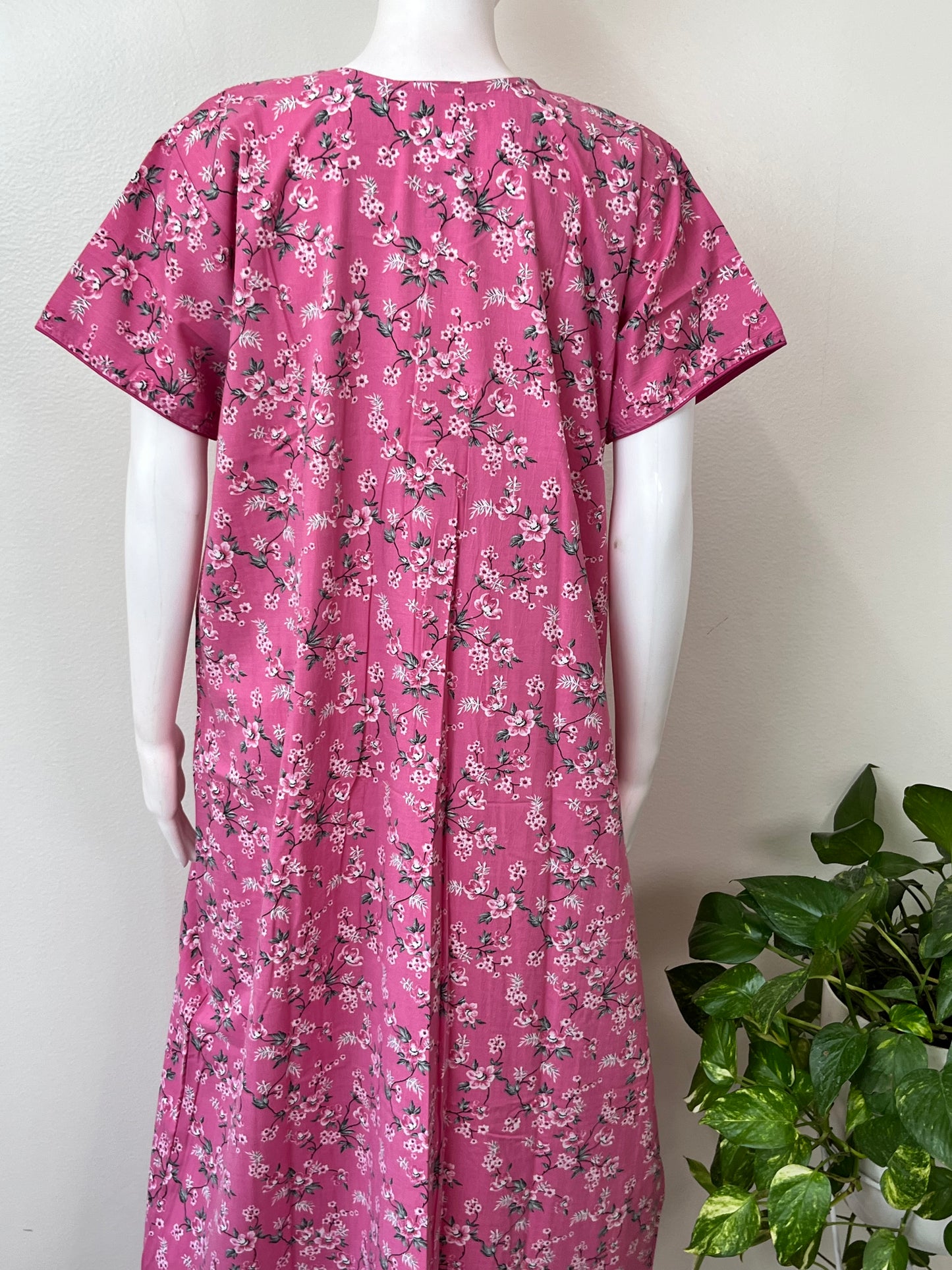 Hot Pink Pleated Bizzylizzy Crush Fabric Nighty