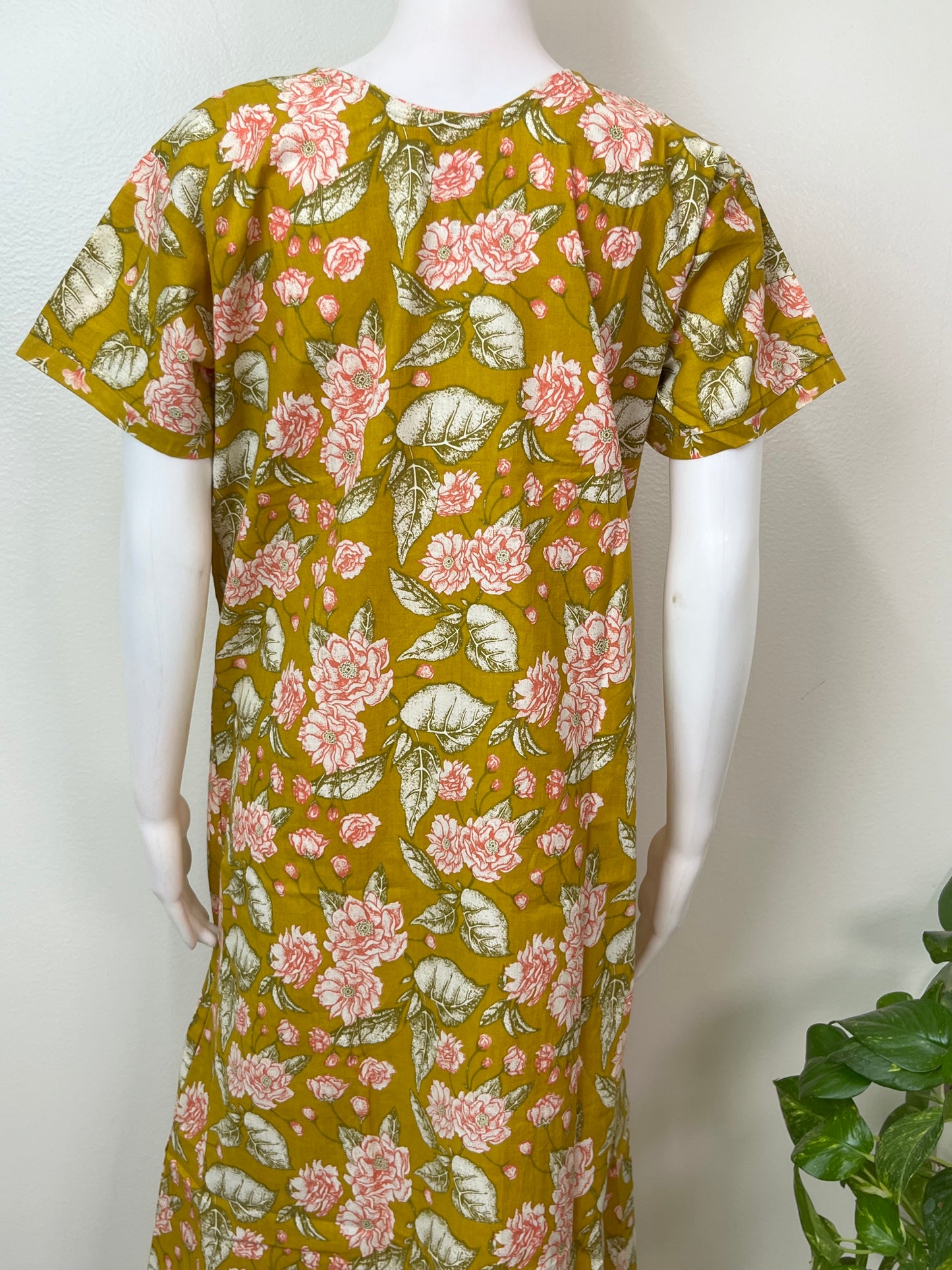 Yellow 100% Cotton Nightgown for Women