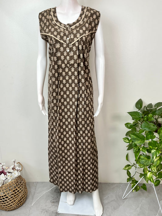 Gray Sleeveless 100% Cotton Nightgown