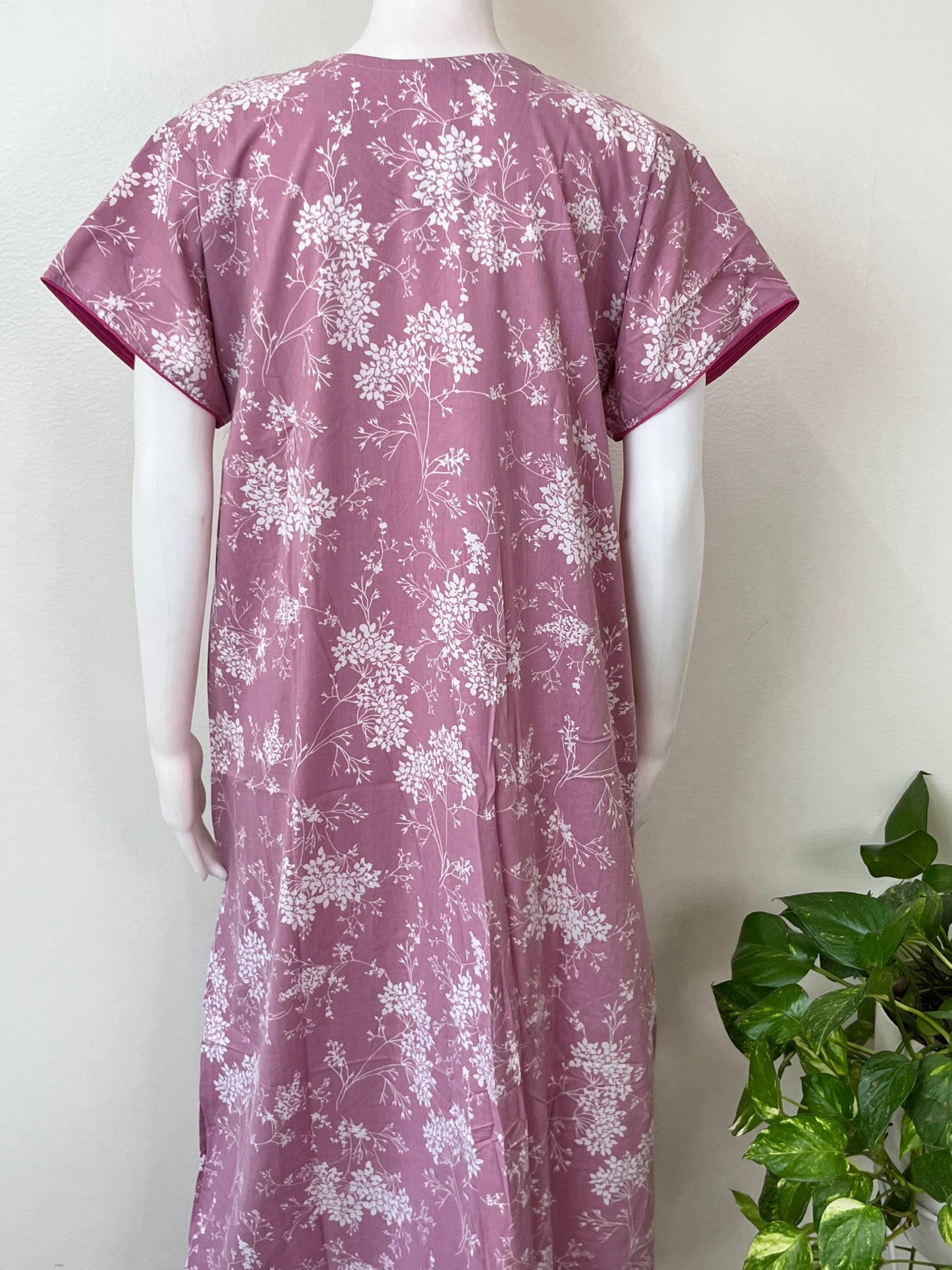 Pink Pleated Style Bizzylizzy Crush Fabric Nightgown