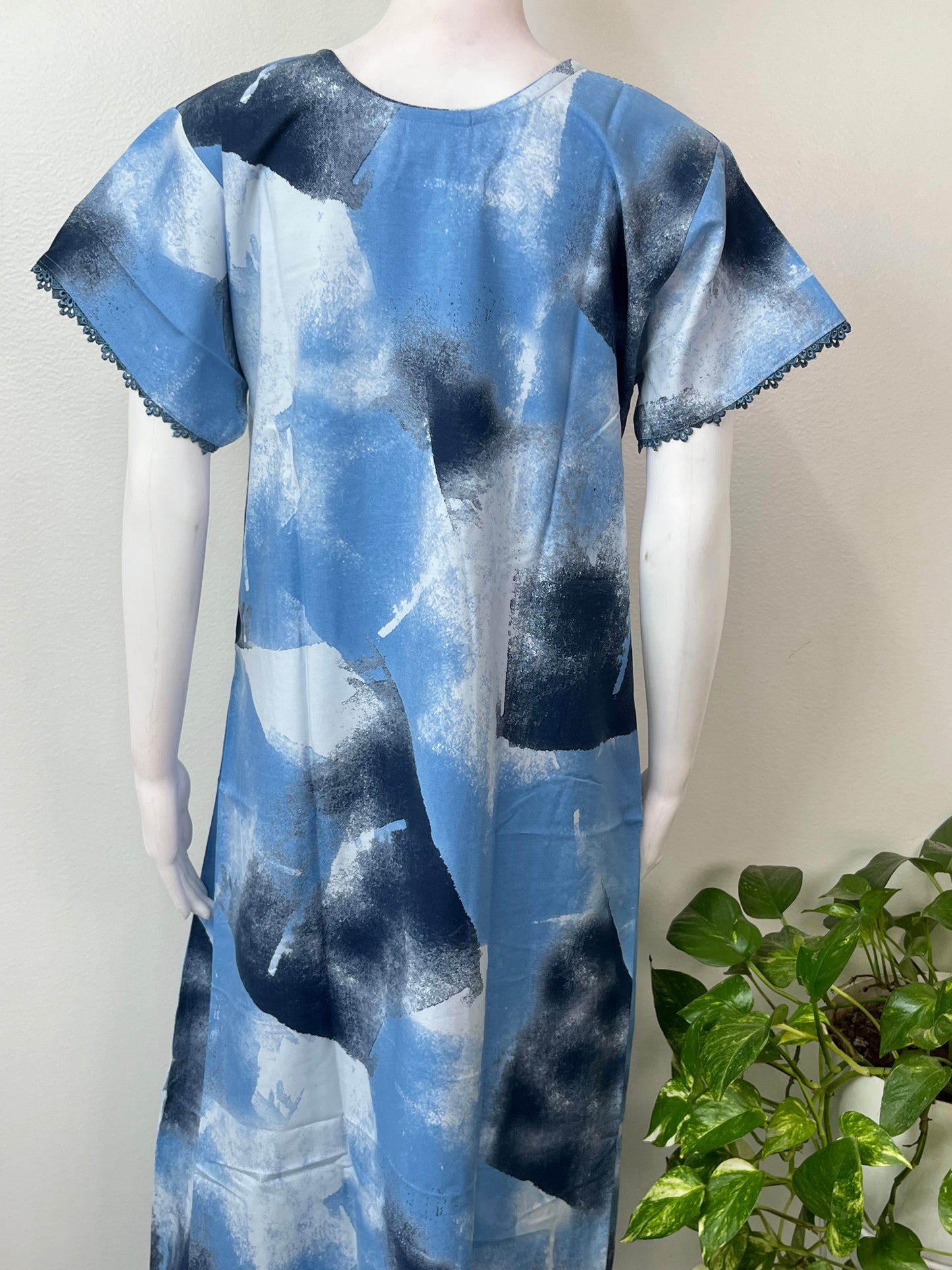 Sky Blue Rayon Fabric Nighty Silky Texture