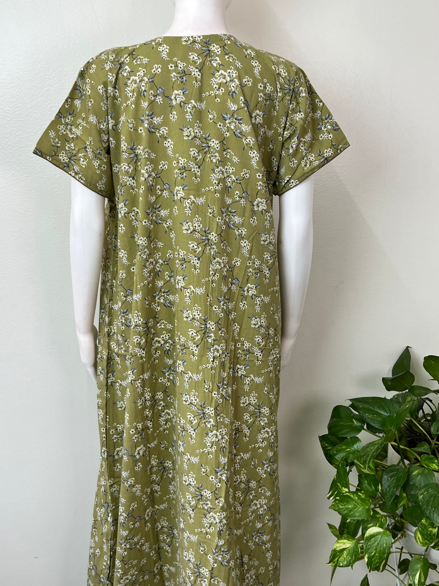 Bottle Green Soft & Comfortable Bizzylizzy Crush Fabric Nighty