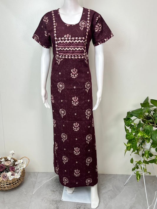 Purple 100% Cotton Nightgown Soft & Comfortable