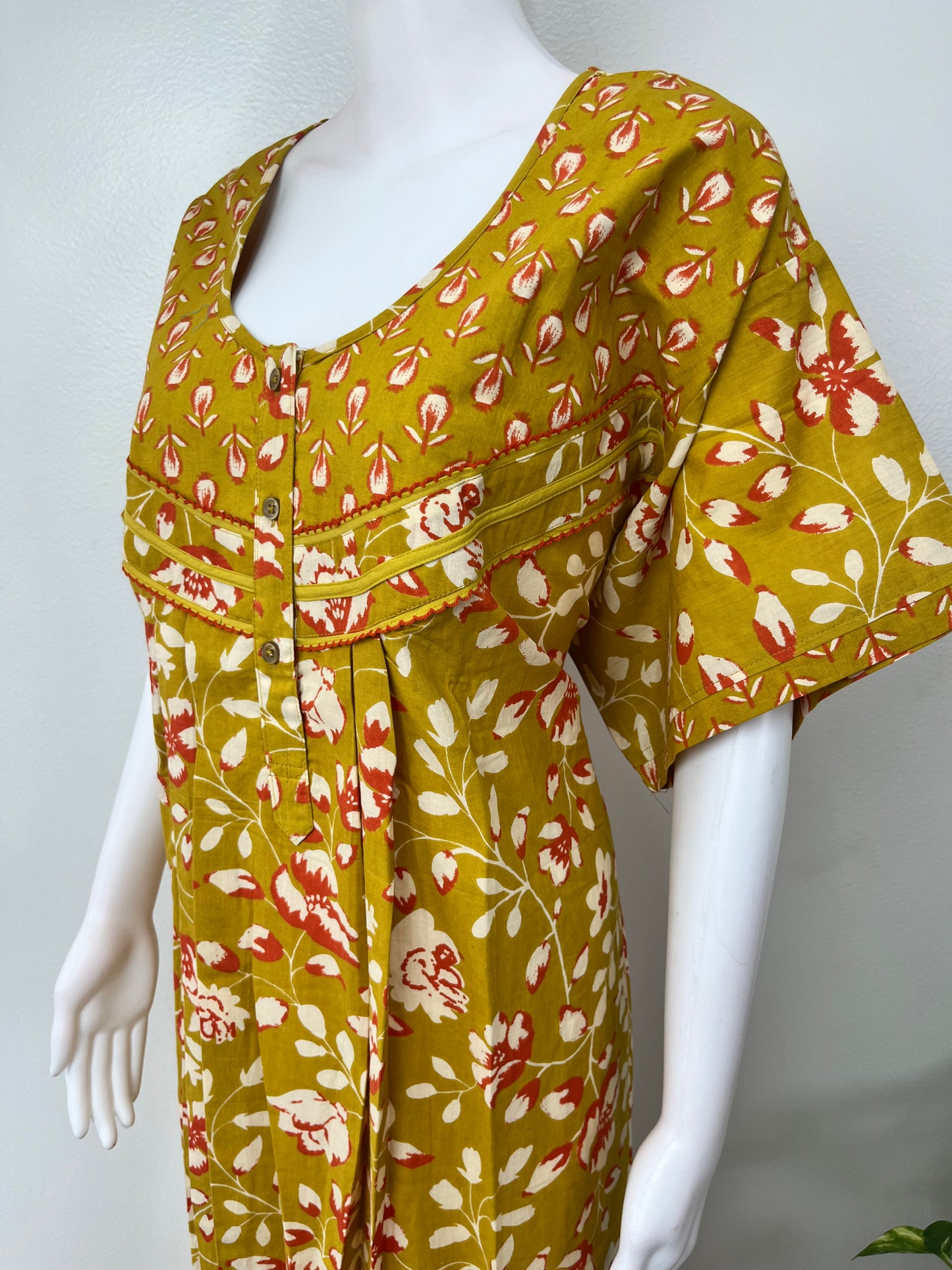 Mustard 100% Cotton Nighty Comfortable & Elegant