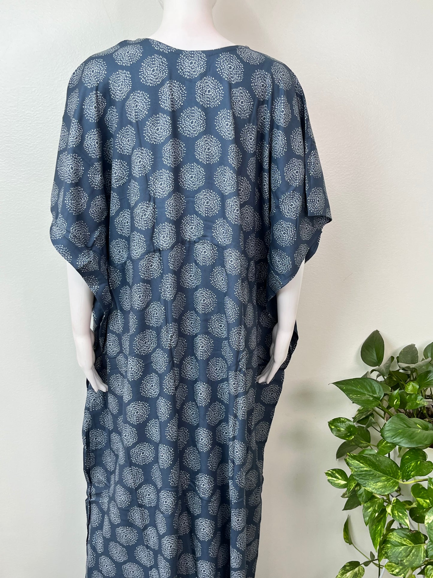 Blue Rayon Fabric Elegant Kaftan