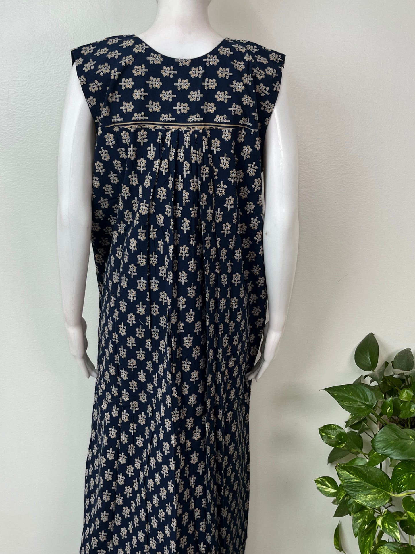 Royal Blue Sleeveless Pure Cotton Nightgown