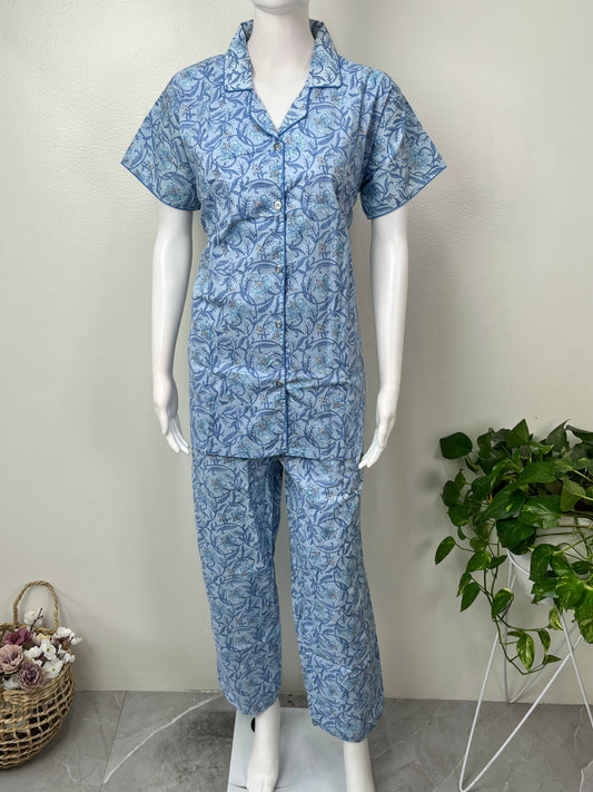 Relaxed Cotton Shirt & Pant Night Suit