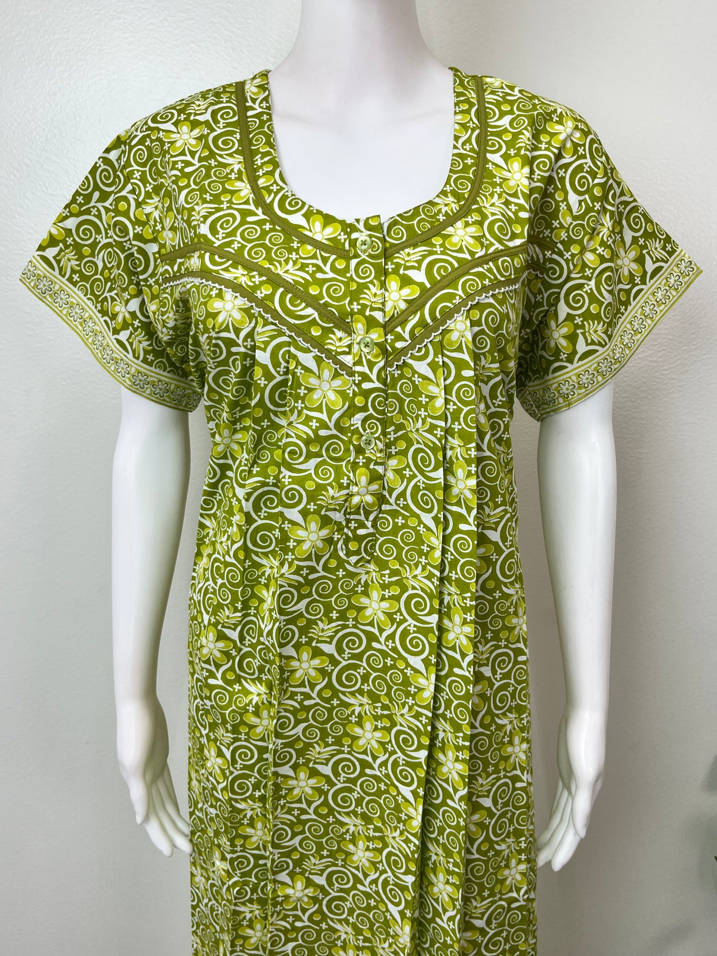 Lime Green Pure Cotton Nightgown Soft & Comfortable