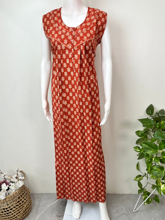 Orange Soft & Breathable Pure Cotton Nightgown