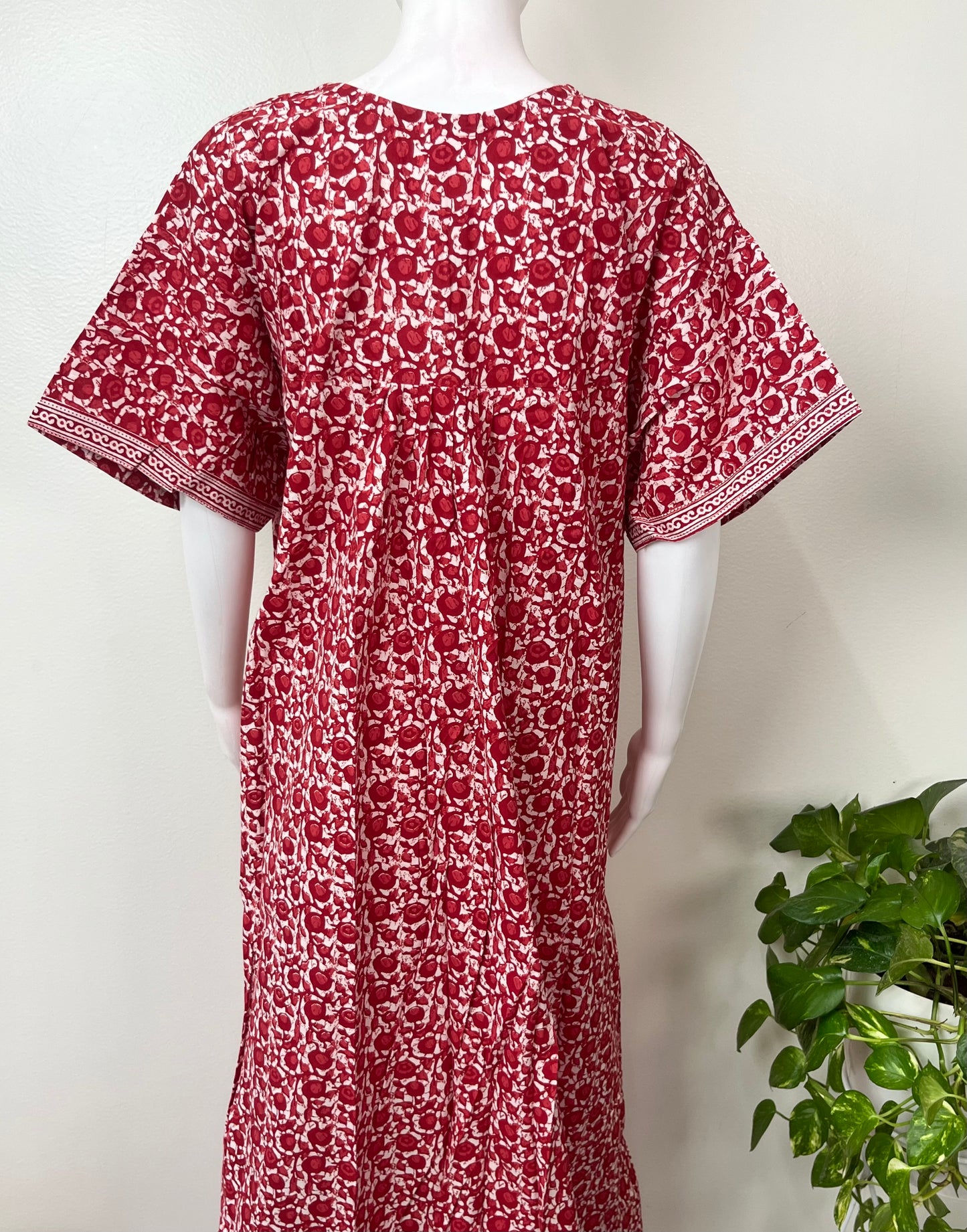 Red 100% Cotton Nightgown Soft & Comfortable