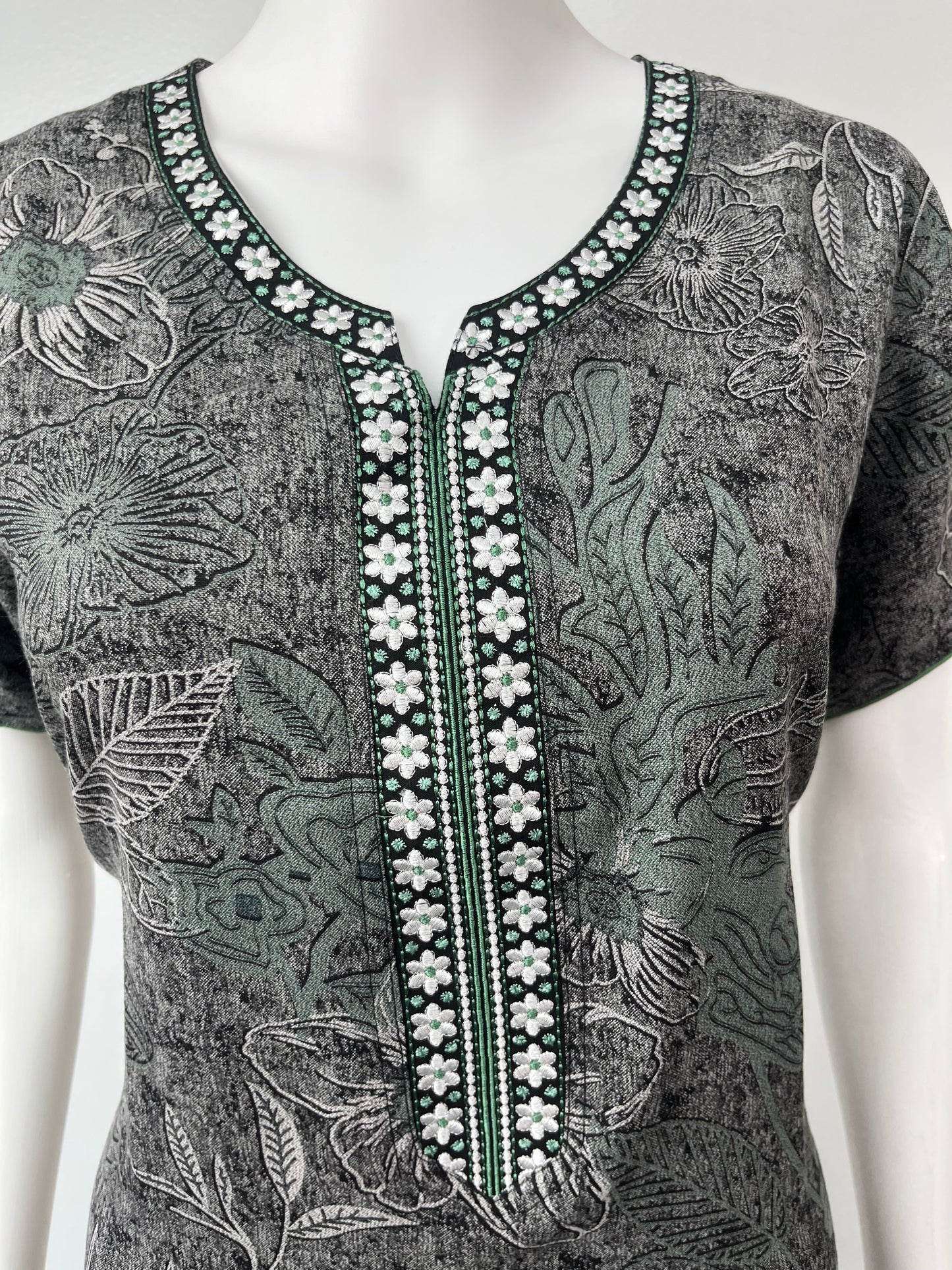 Printed Alpine Nighty For Women with Embroidery