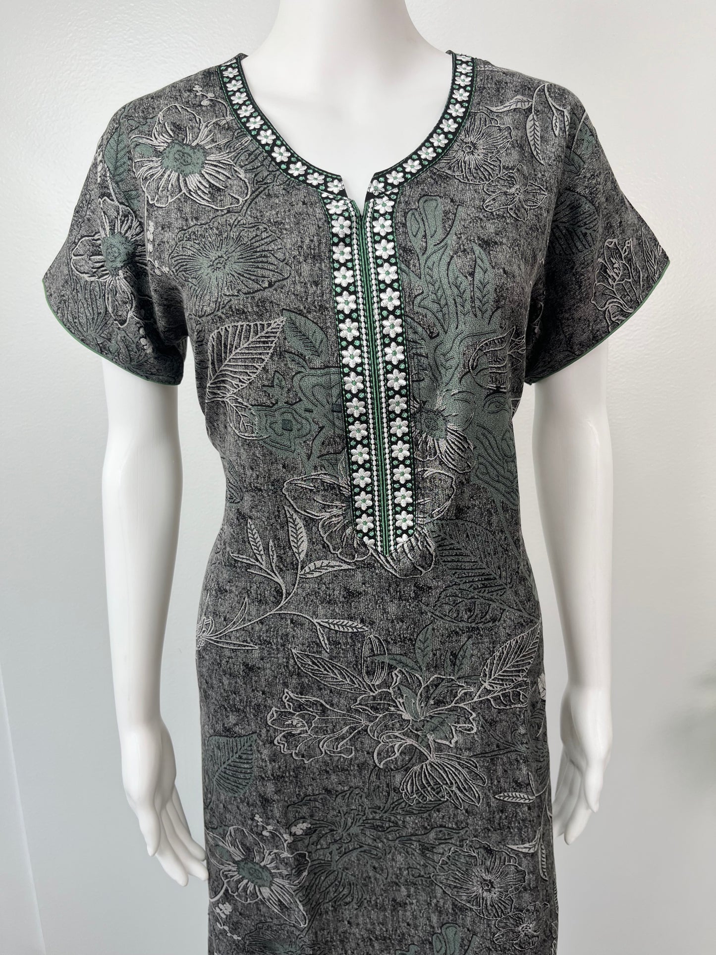 Printed Alpine Nighty For Women with Embroidery
