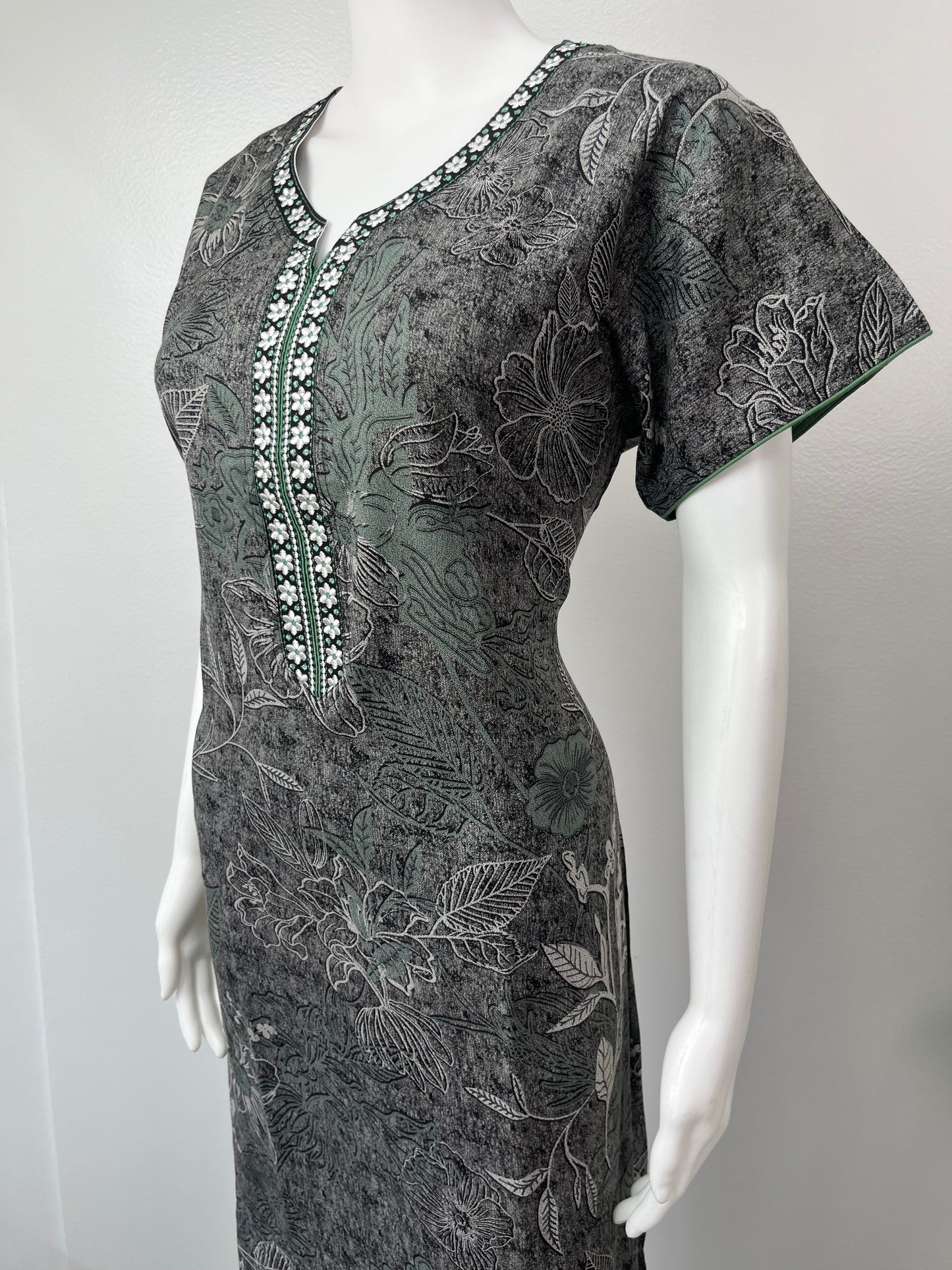 Printed Alpine Nighty For Women with Embroidery