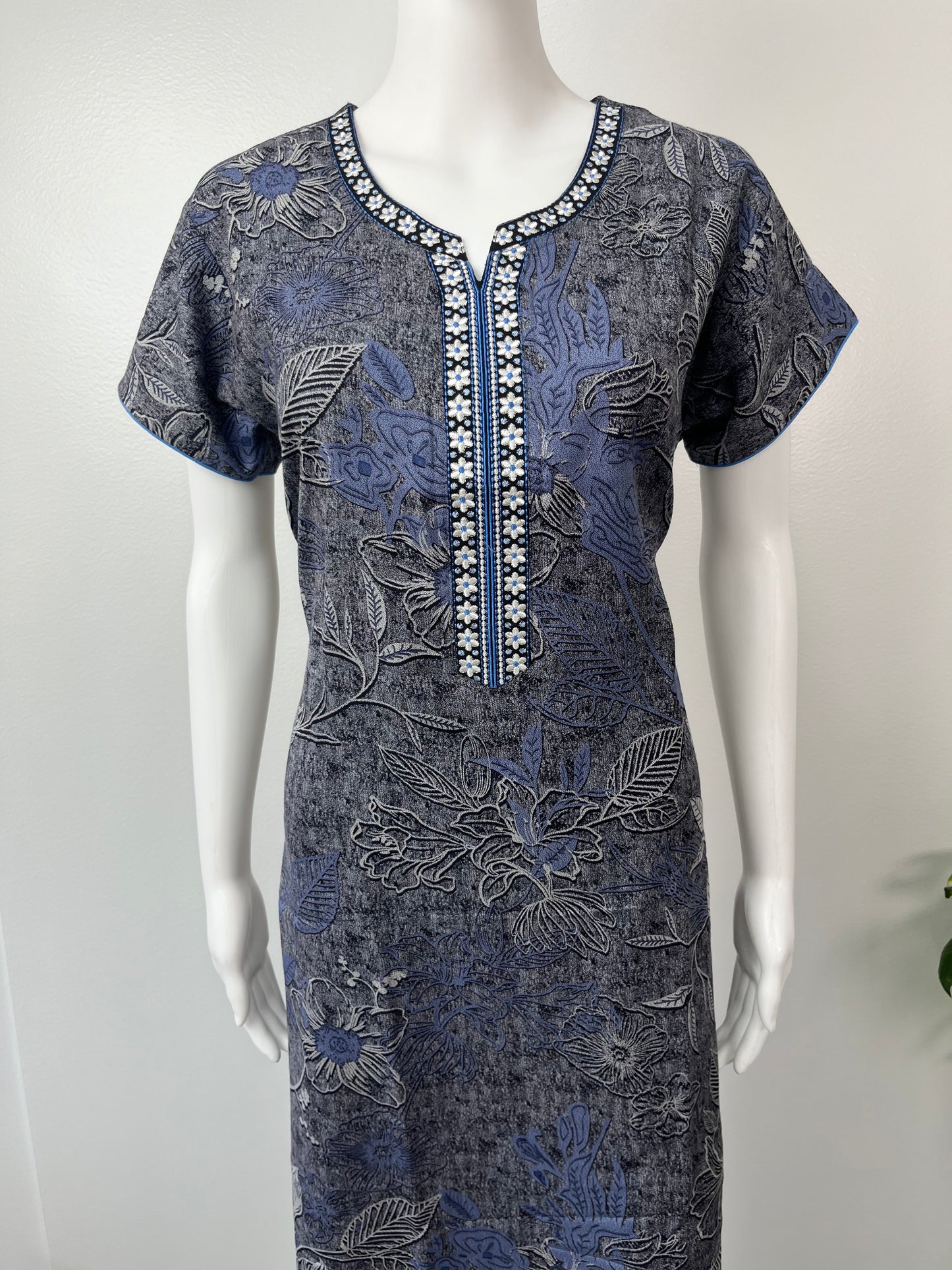 Navy Blue Print Soft & Breathable Alpine Nighty for Women