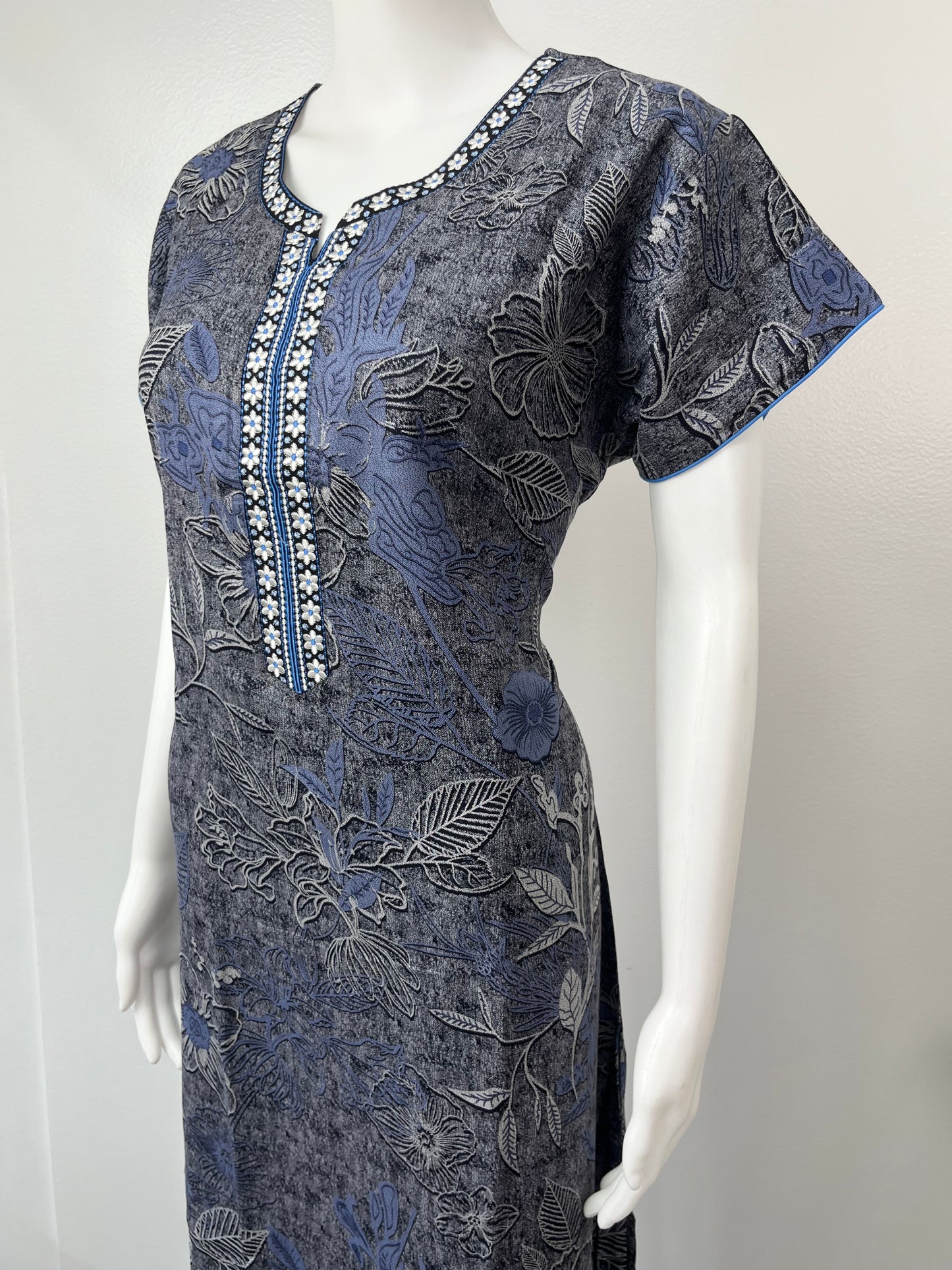 Navy Blue Print Soft & Breathable Alpine Nighty for Women
