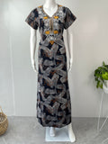 Black Printed Embroidery Soft & Breathable Alpine Nighty Perfect For All Seasons