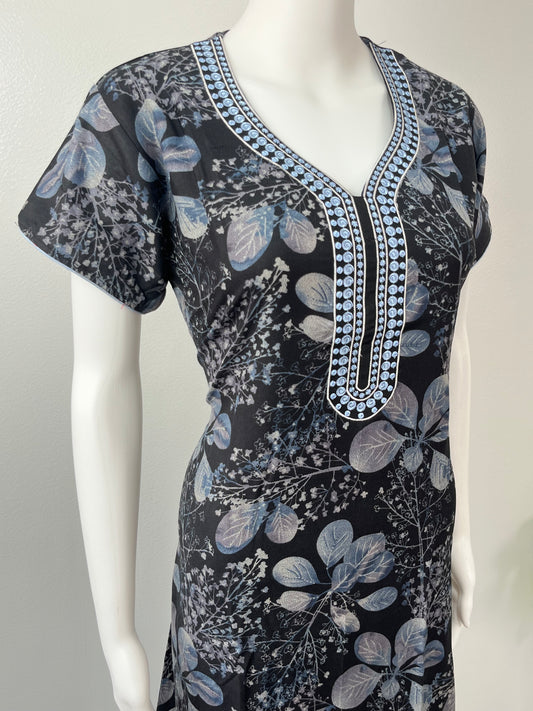 Black Printed Alpine Nightgown for Women