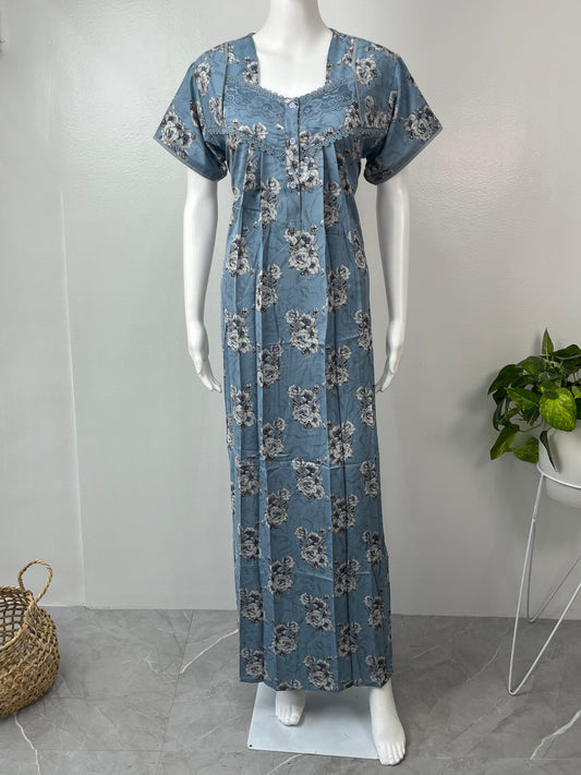 Blue Soft & Breathable Alpine Nightgown Perfect for All Seasons