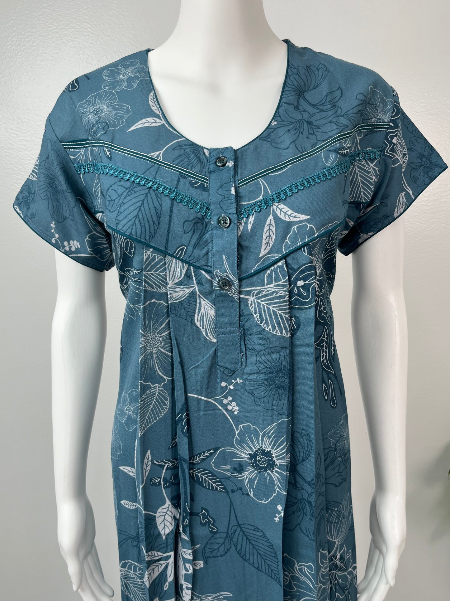 Dark Blue Alpine Fabric Nightgown Soft & Breathable