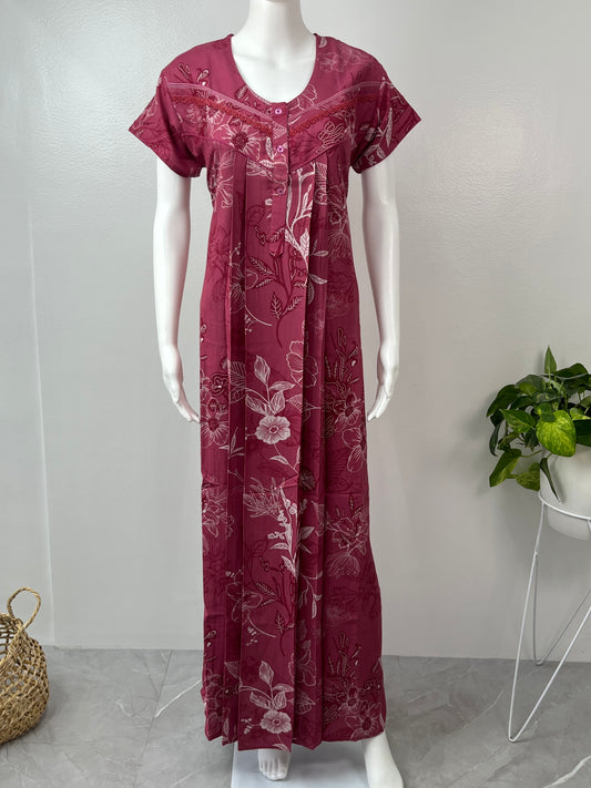 Dark Pink Printed Alpine Nightgown for Women