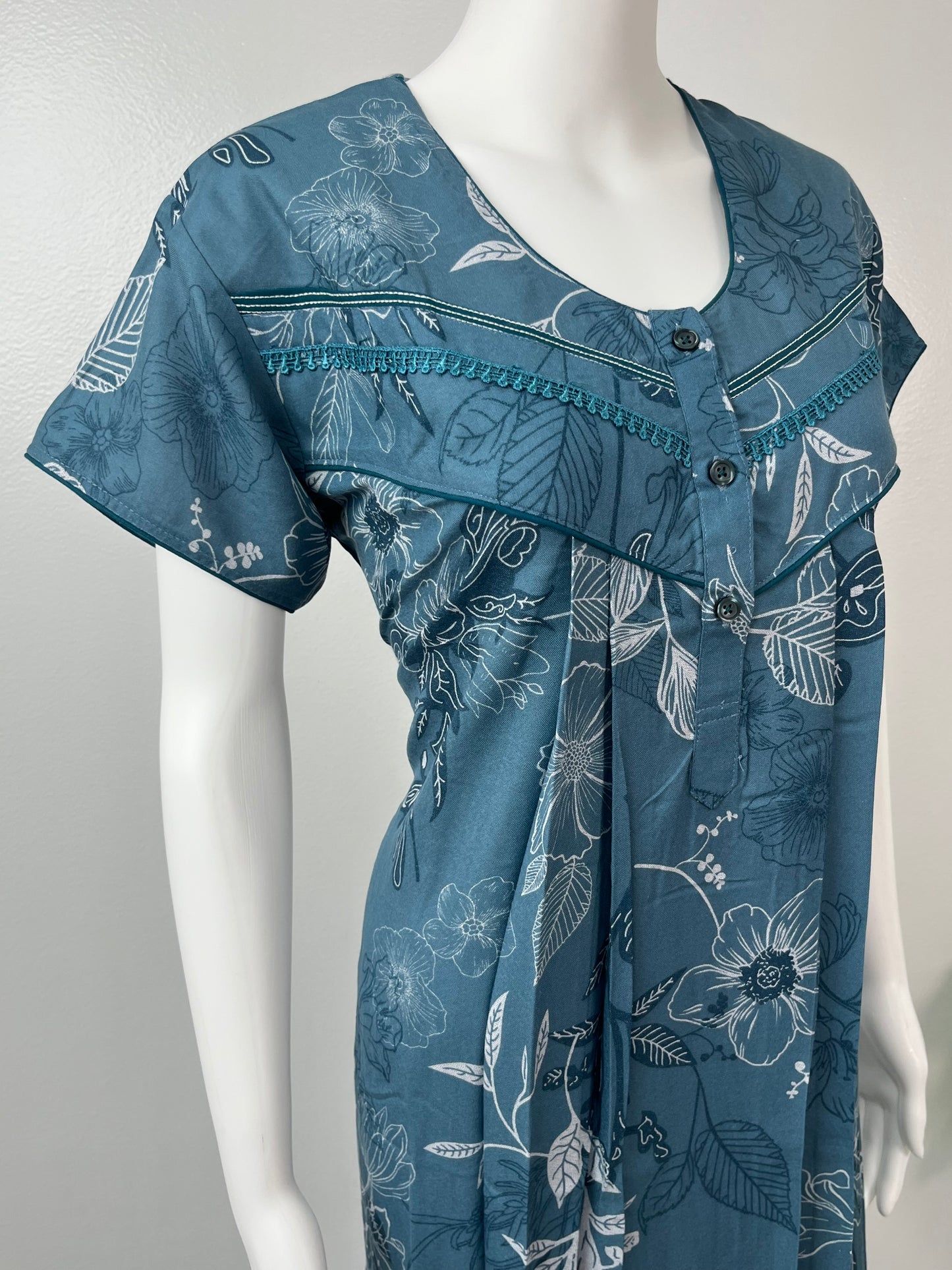 Dark Blue Alpine Fabric Nightgown Soft & Breathable