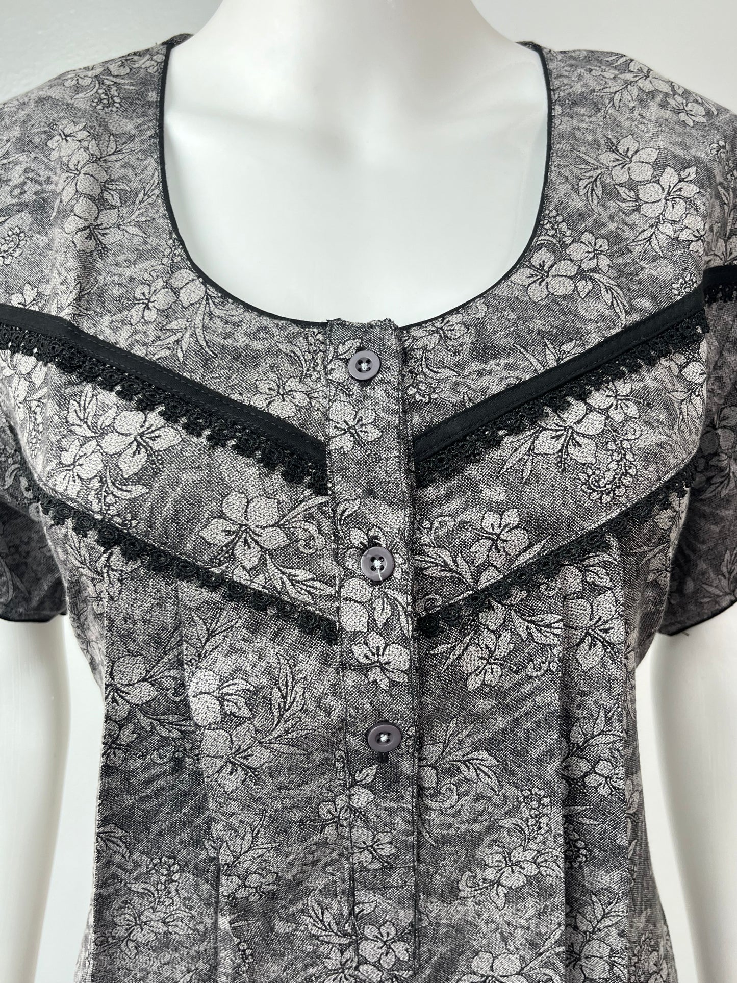 Black Printed Alpine Nightgown For Women Soft & Comfortable