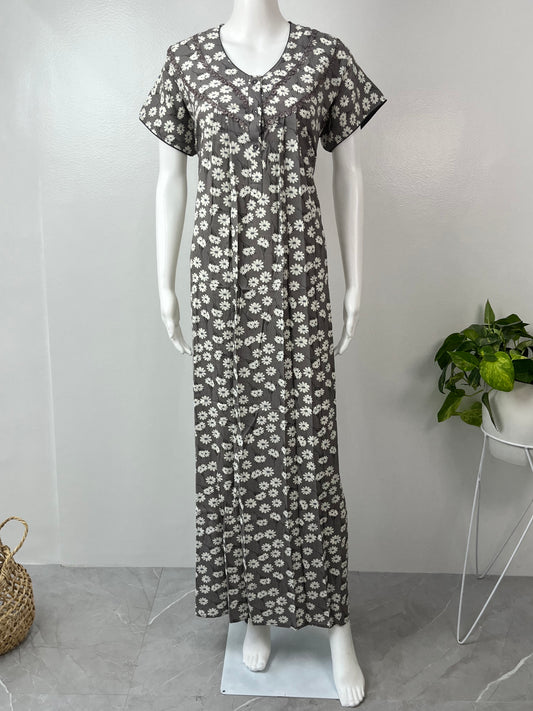 Grey Printed Alpine Fabric Nightgown Soft & Breathable