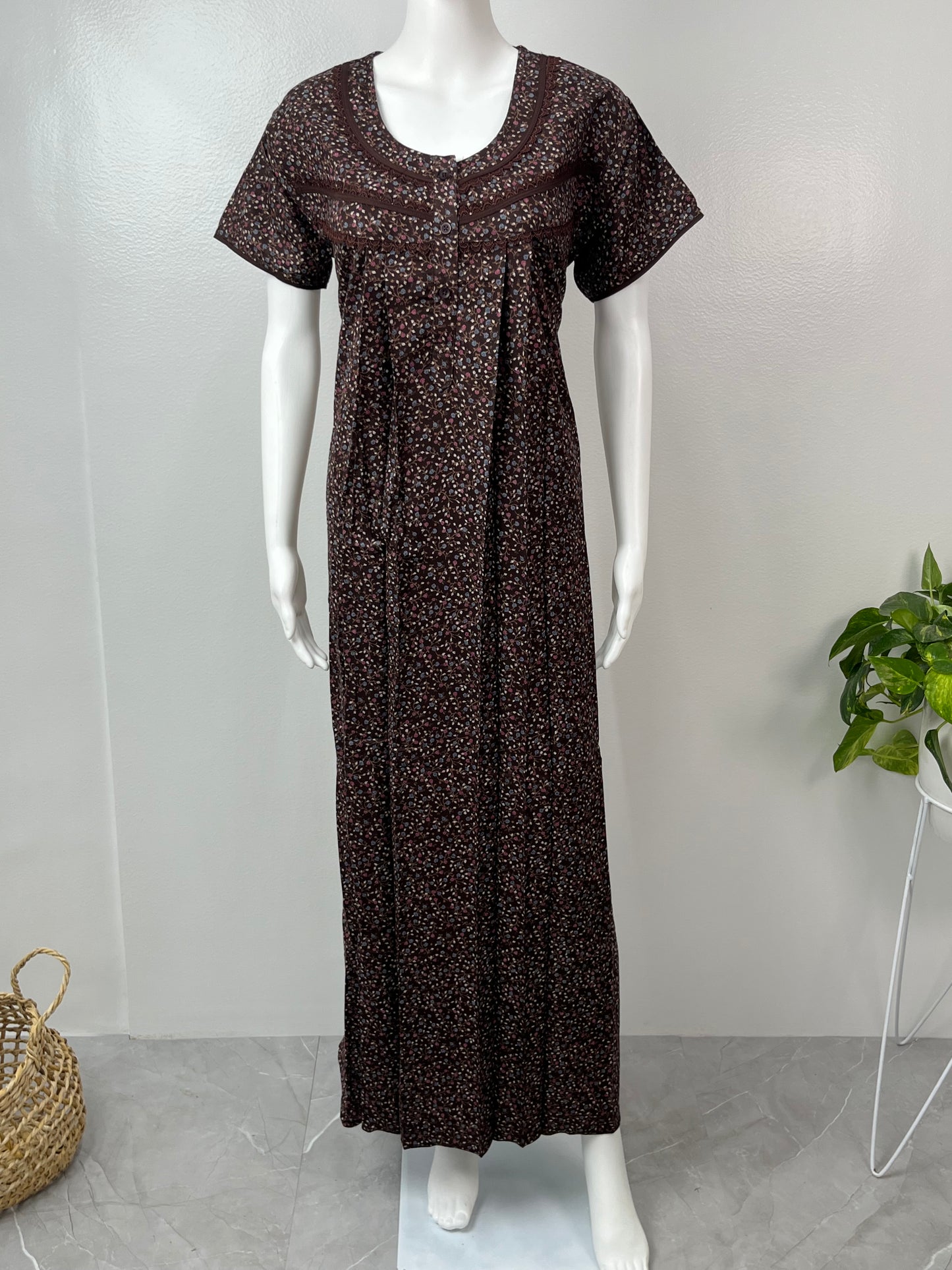 Brown Soft & Breathable Alpine Nightgown Perfect for All Seasons