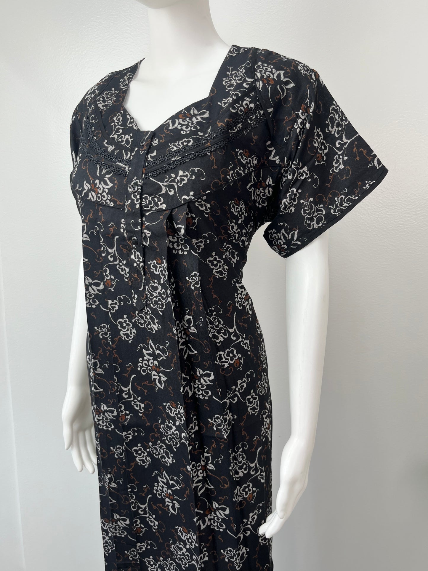 Black Premium Alpine Fabric Nightgown Soft, Durable