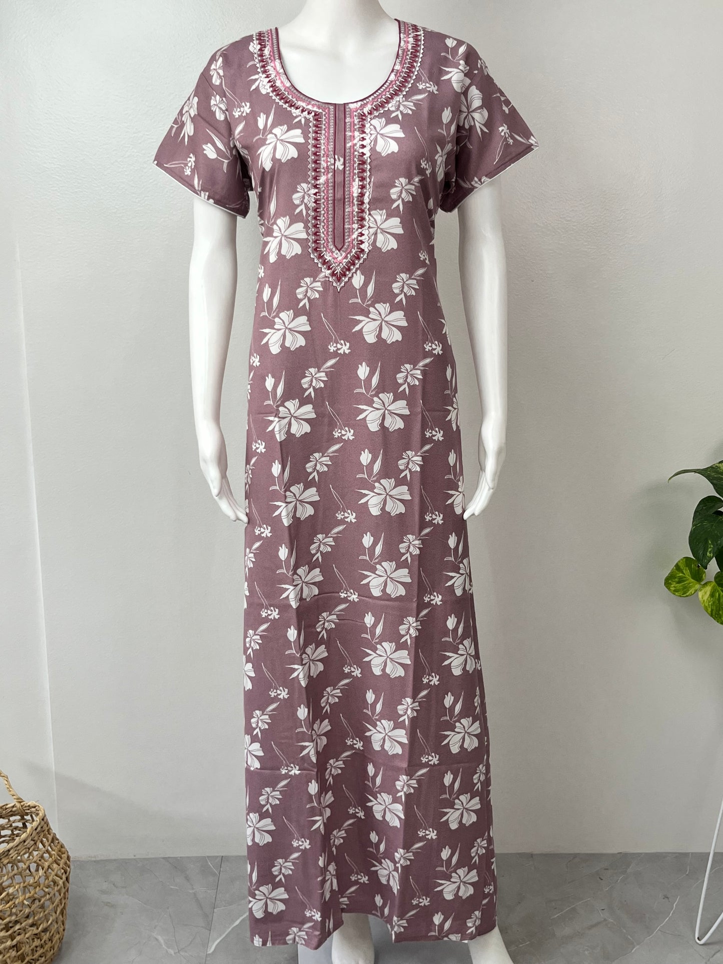Blush Pink Printed Soft Alpine Nighty for Women