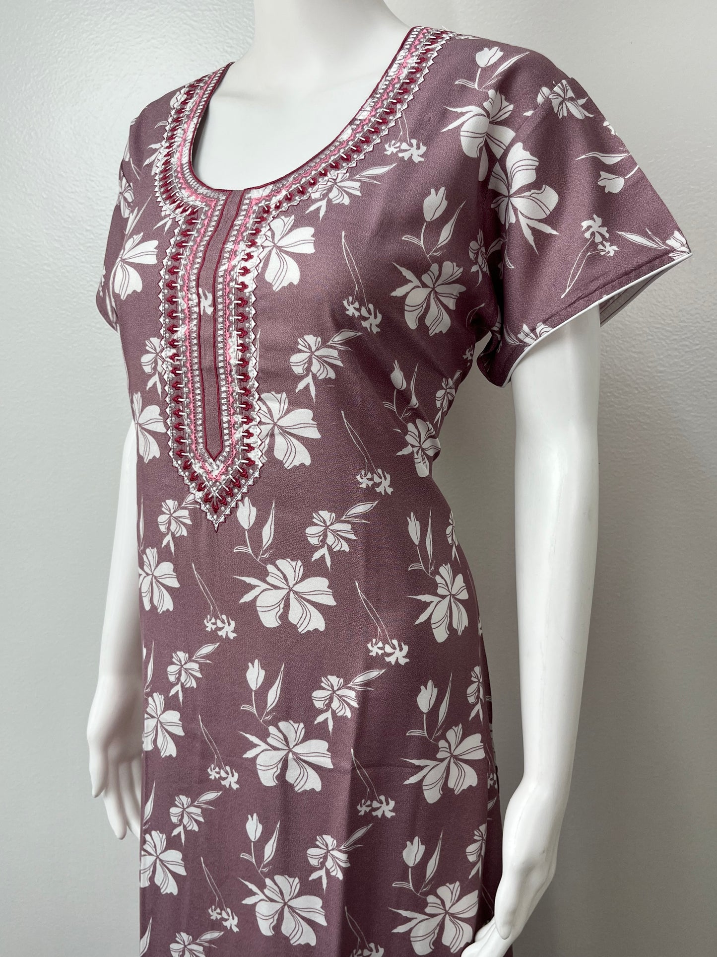 Blush Pink Printed Soft Alpine Nighty for Women