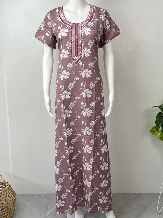 Blush Pink Printed Soft Alpine Nighty for Women