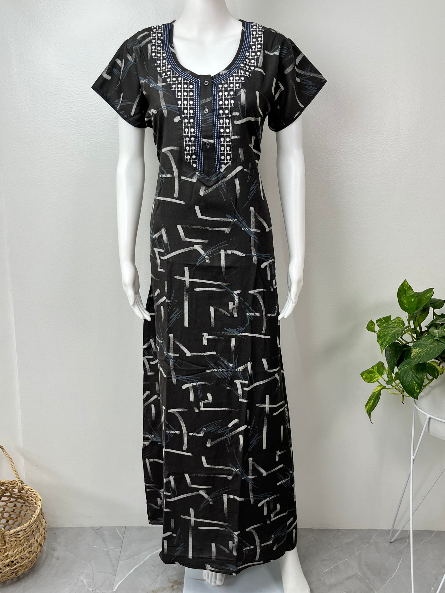 Black Premium Soft Alpine Fabric Nighty