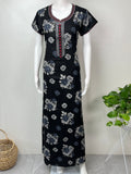 Black Alpine fabric Nightgown with Stylish Embroidery