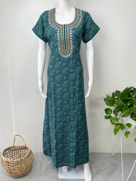 Teal Classic Charm Alpine Fabric Nighty