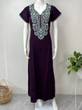 Purple Delicate Embroidery Alpine Nighty