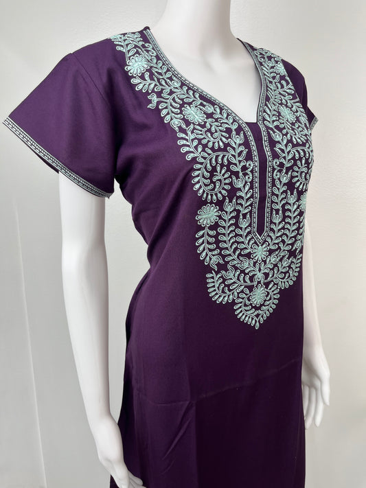 Purple Delicate Embroidery Alpine Nighty