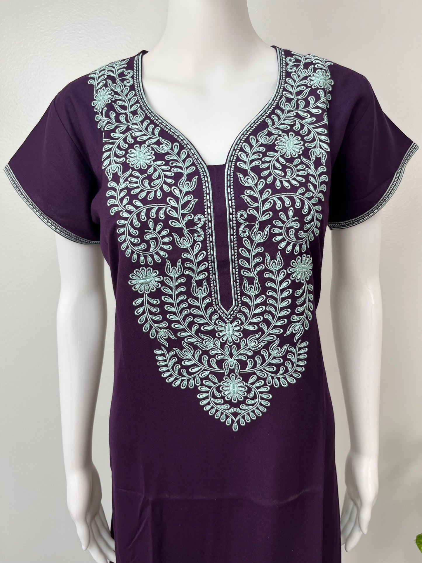 Purple Delicate Embroidery Alpine Nighty