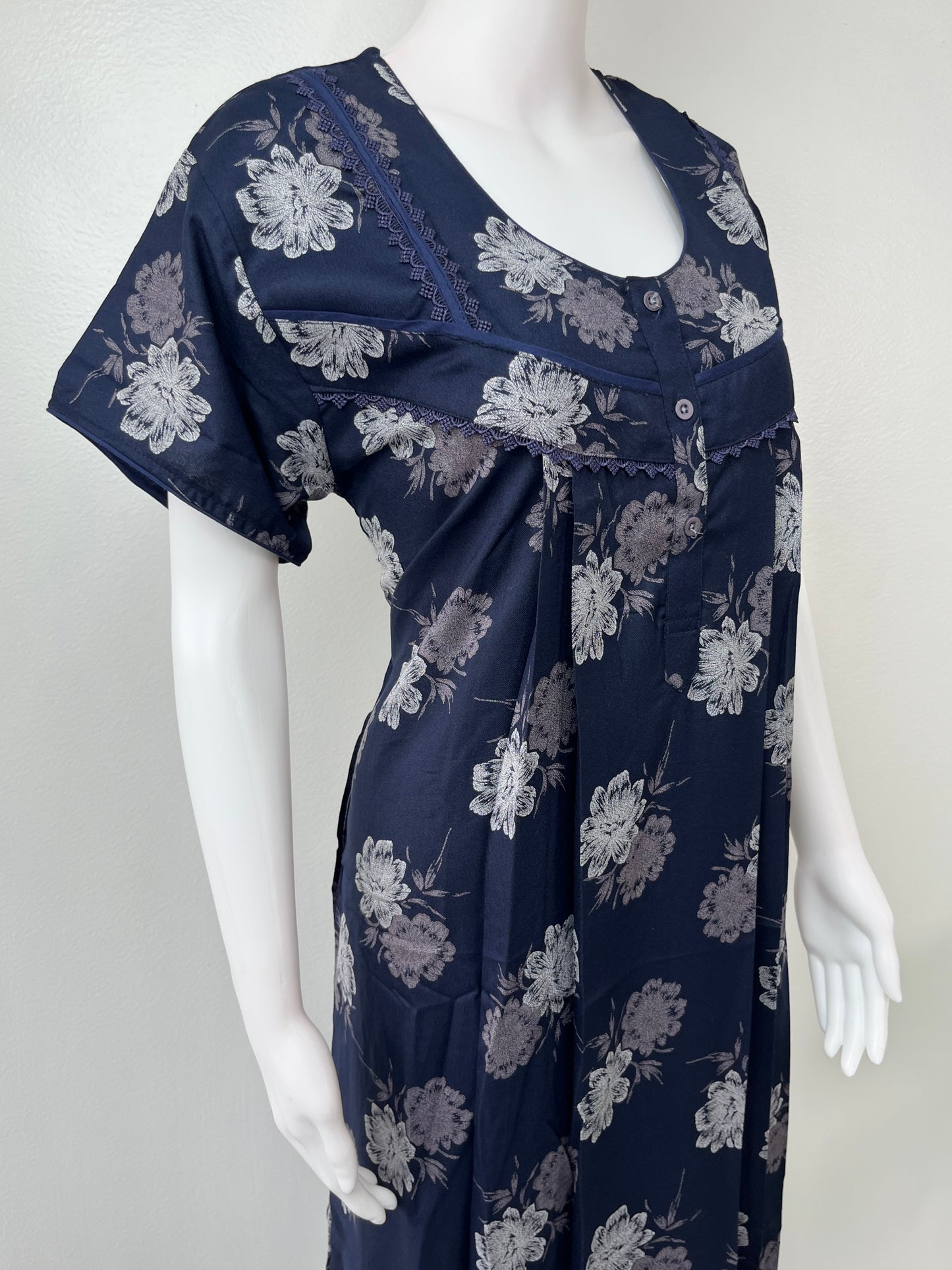 Navy Blue Premium Alpine Fabric Nightgown