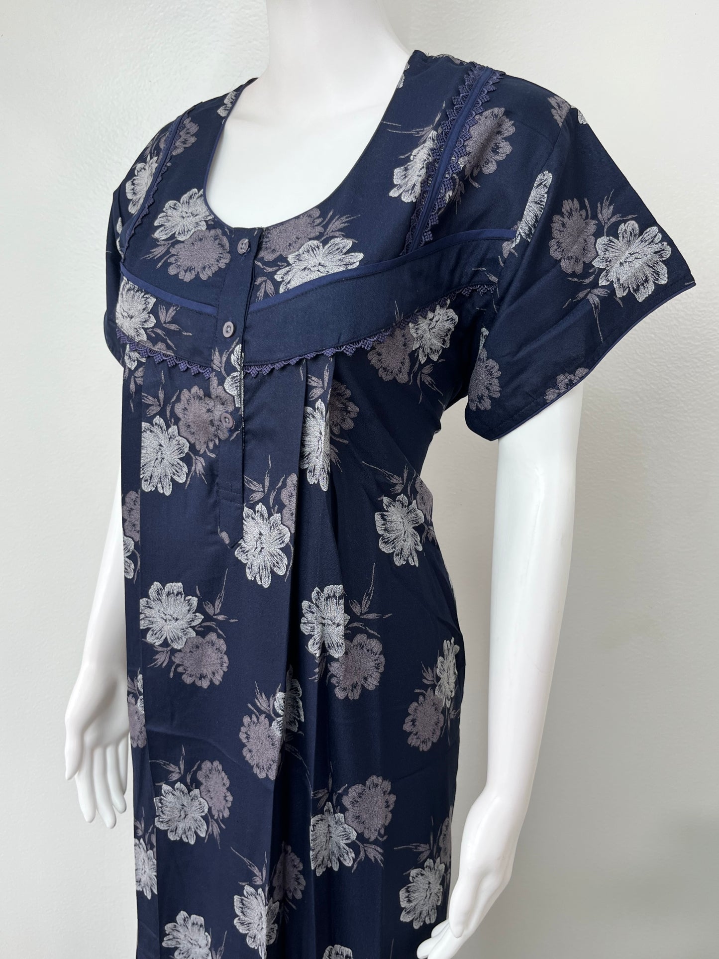 Navy Blue Premium Alpine Fabric Nightgown