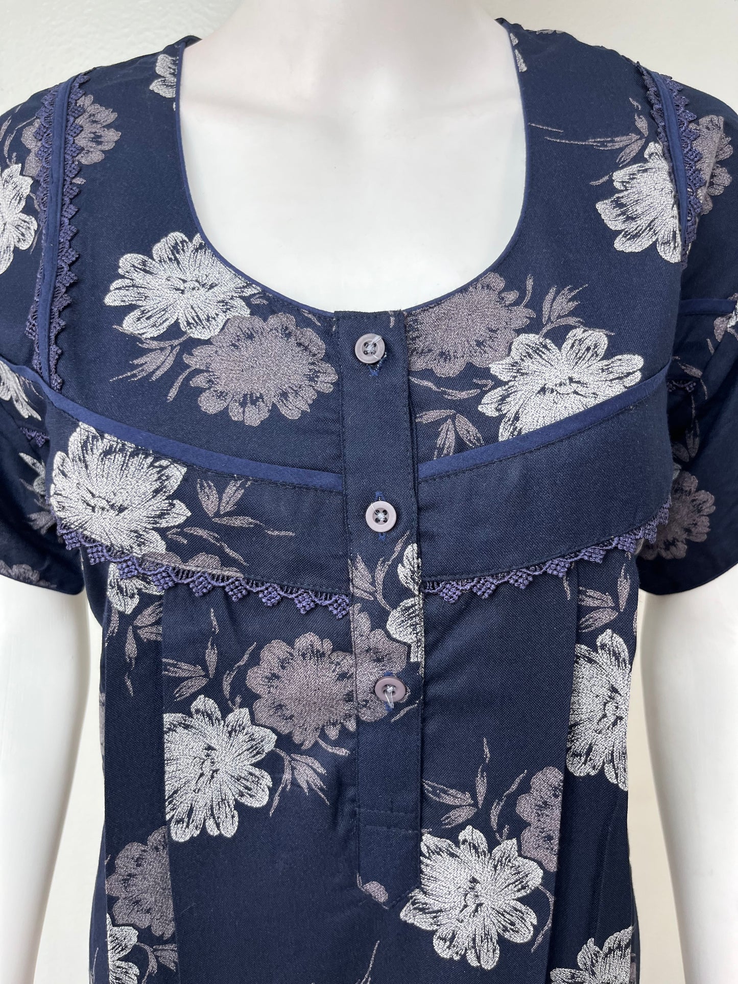 Navy Blue Premium Alpine Fabric Nightgown