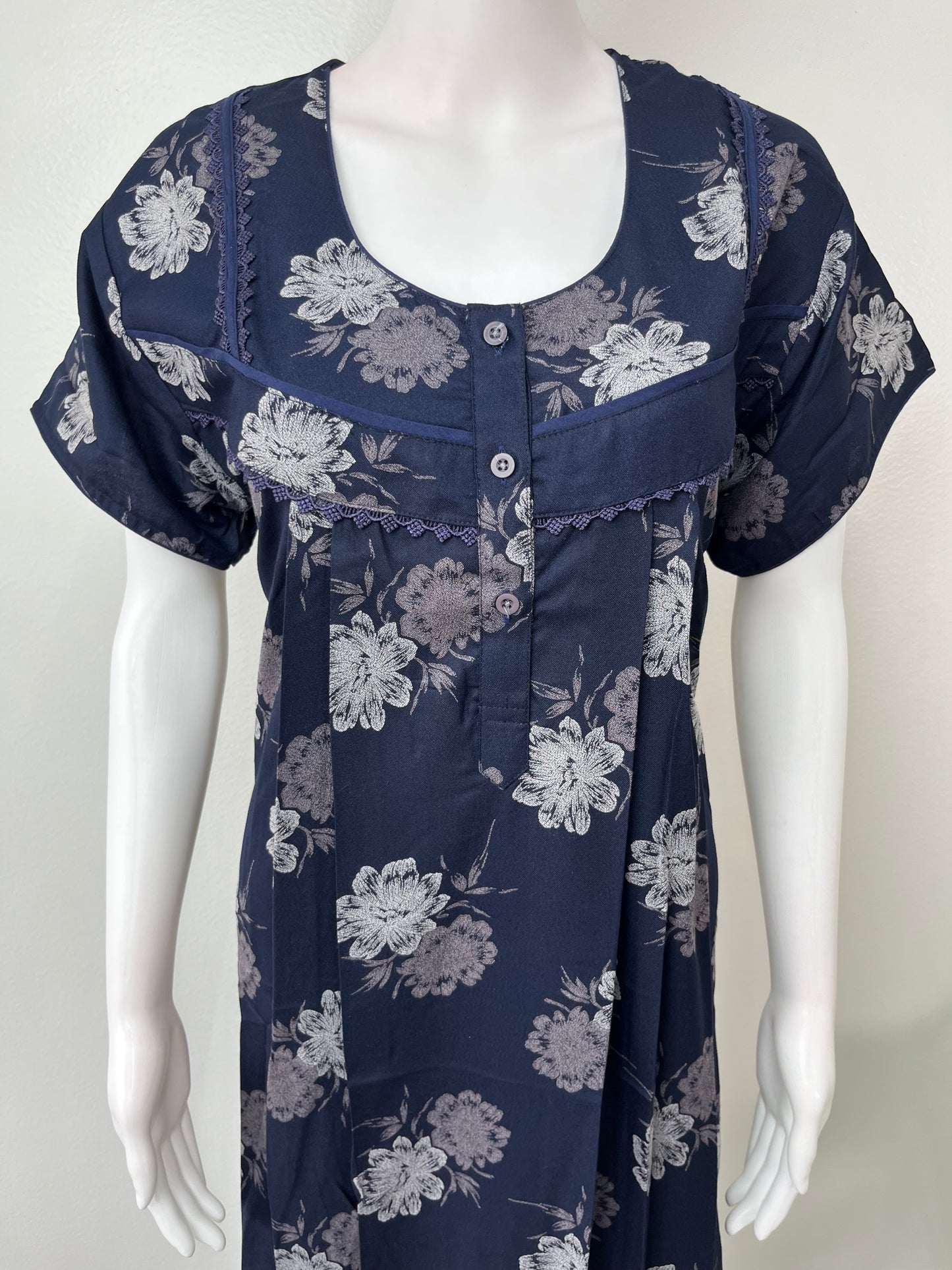 Navy Blue Premium Alpine Fabric Nightgown